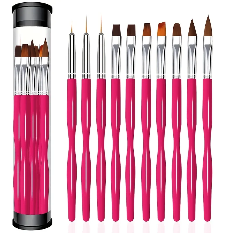 10 nail art pen set, colored drawing line pen, flat head, oblique head, round head nail art brush, complete set of tools