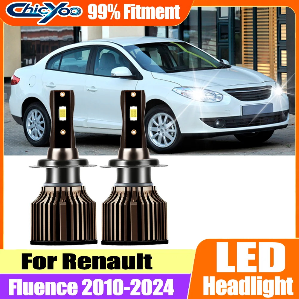 2PCS Canbus LED Headlight 20000LM 120W High Power 3570 CSP Chips Car Turbo Light 12V 6500K White For Renault Fluence 2010-2024