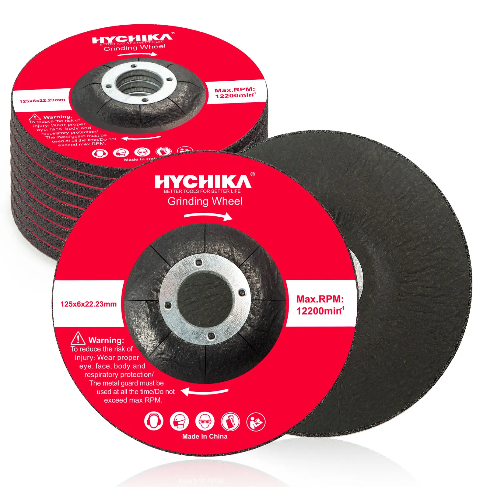 HYCHIKA Professional Grinding Discs 125 mm Pack of 10 Offset Angle Grinder Discs for Steel Metalworking Grinding Polishing