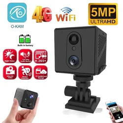 OKAM 5MP 4G SIM Card Mini Camera WiFi Security Camera Low Power Voice Intercom PIR Human Detection Surveillance CCTV Camcorder