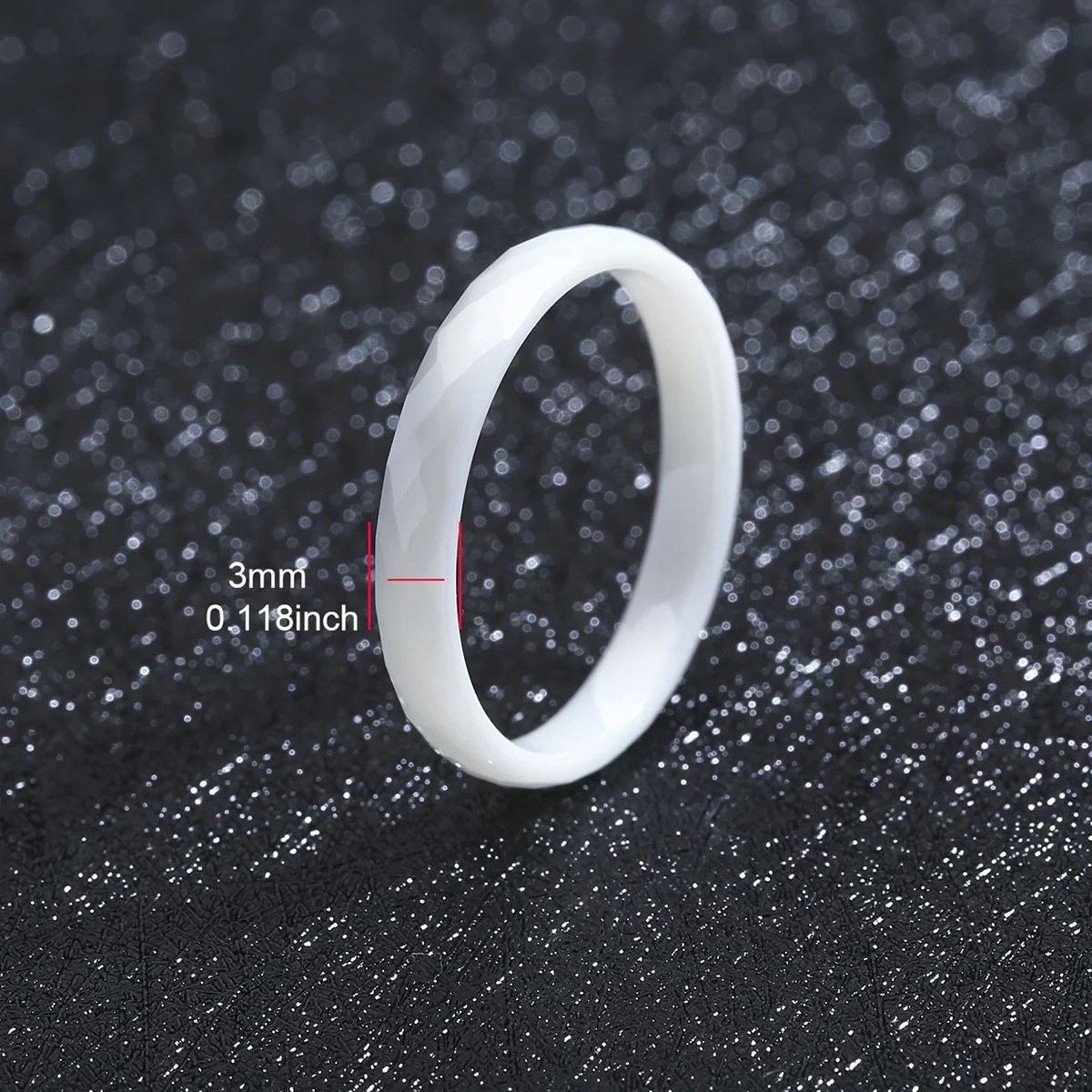 3mm Ceramic Wedding Band for Women, Thin Stackable Plain Rings, Black White Minimalist Ring, Hypoallergenic Jewelry Gift for Her view 6