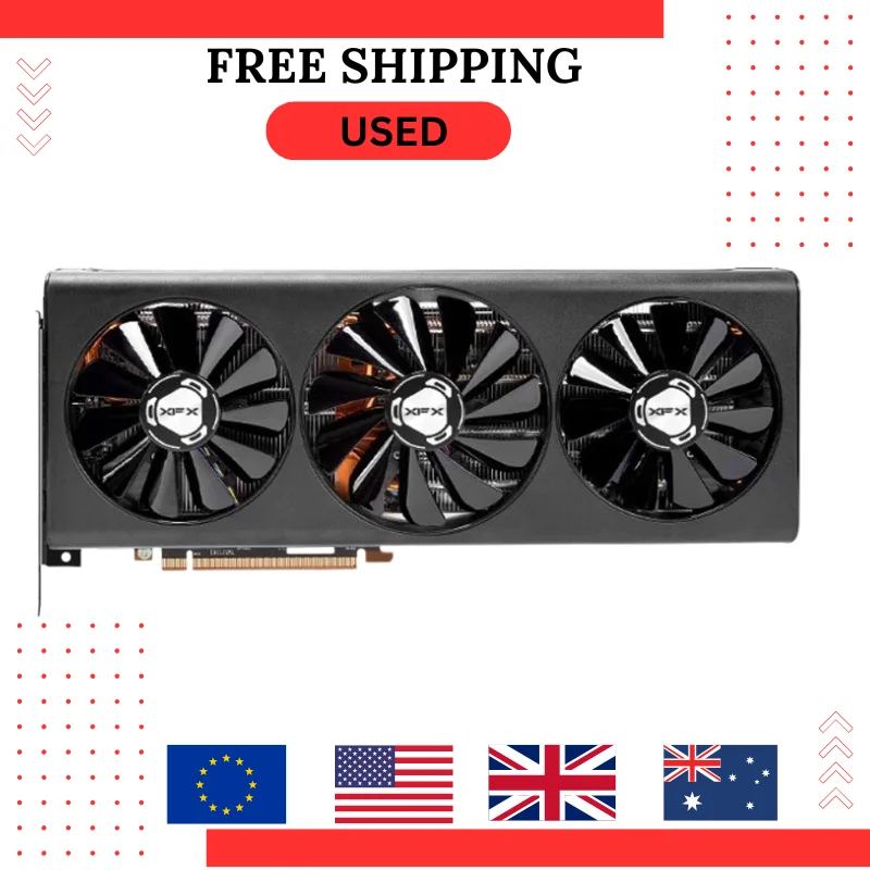 Gebrauchte XFX RX5700XT 8G GDDR6 Grafikkarte für AMD Radeon RX 5700XT 8GB RX 5700 XT Grafikkarten 1nm 3 Fans PC Game Map RX5700 XT
