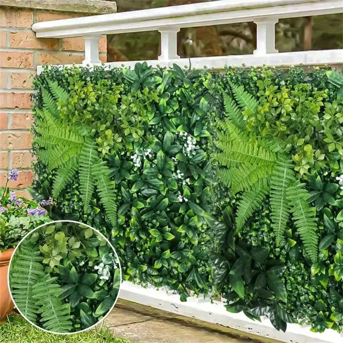 Painel de parede de grama artificial com flores planta artificial privacidade hedge tela grama pano de fundo vegetação parede interior casa decratio