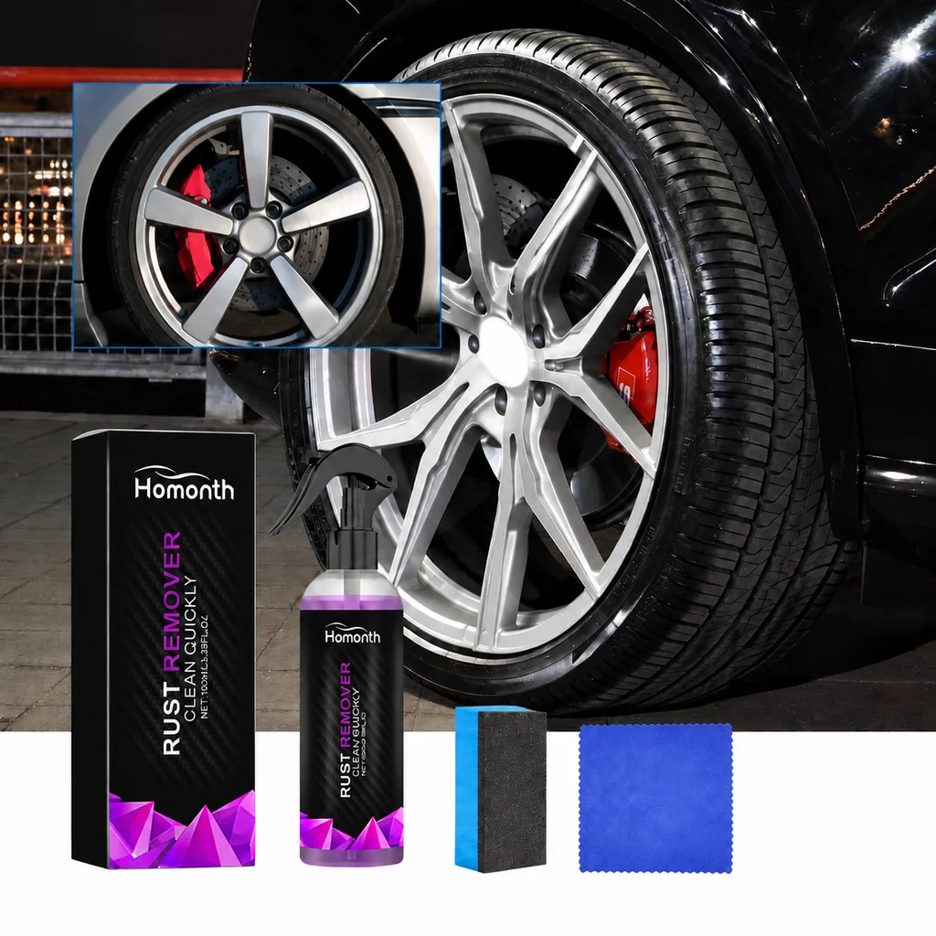 Homonth Paint Rust Inhibitor Spray Fast Rust Dissolving Power Gentle On Original Paint Metal Car Wheel Hub Rust Remover Car Care