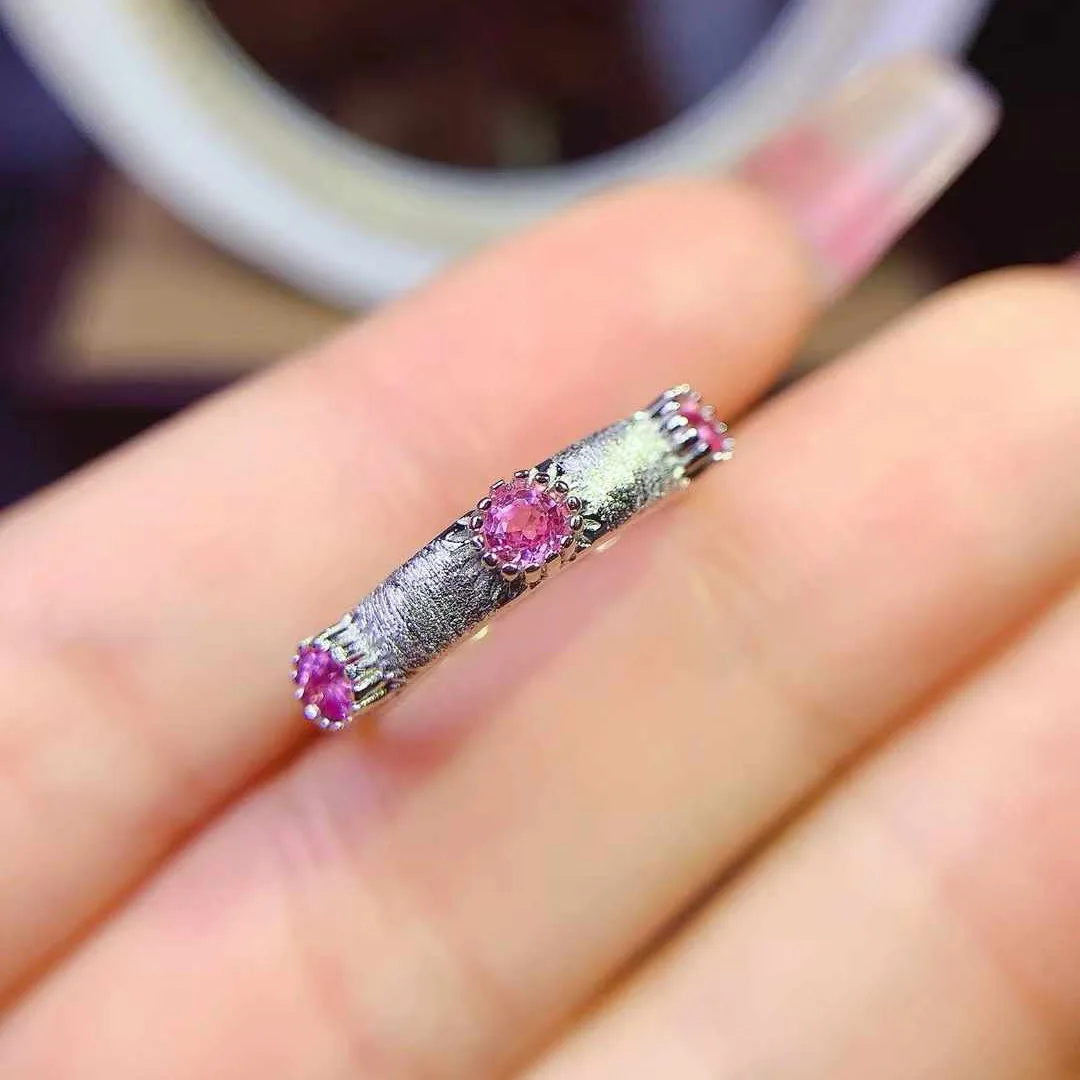 

KJJEAXCMY Boutique Jewelry 925 Pure Silver Inlaid with Natural Pure Pink Sapphire Women's Ring as a Gift for Girlfriend
