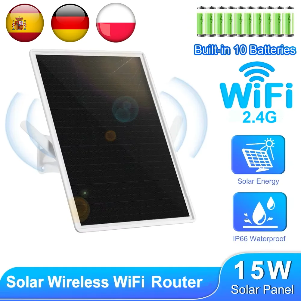 IP66 Waterproof Outdoor Solar Powered 4G Router SIM Card Mobile Hotspot 2.4GHz WIFI Router Built-in 25000mAh for Mobile Device