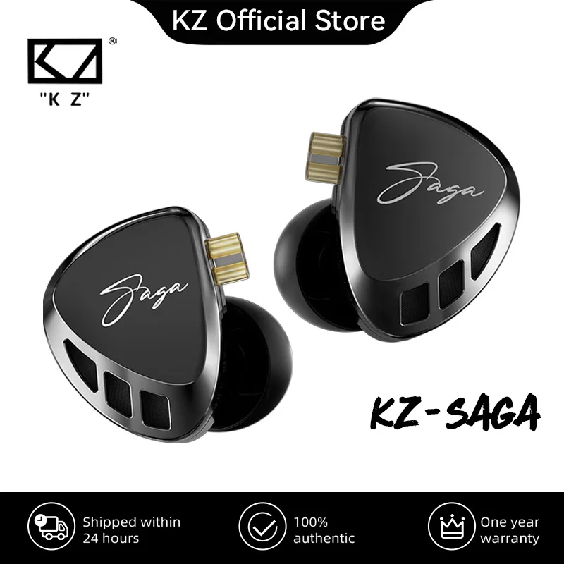 KZ Saga Inear HiFi Earphones Dynamic Tunable Balanced Armature Headphones 3.5mm Detachable Cable Monitor Noise Reduction Earbuds