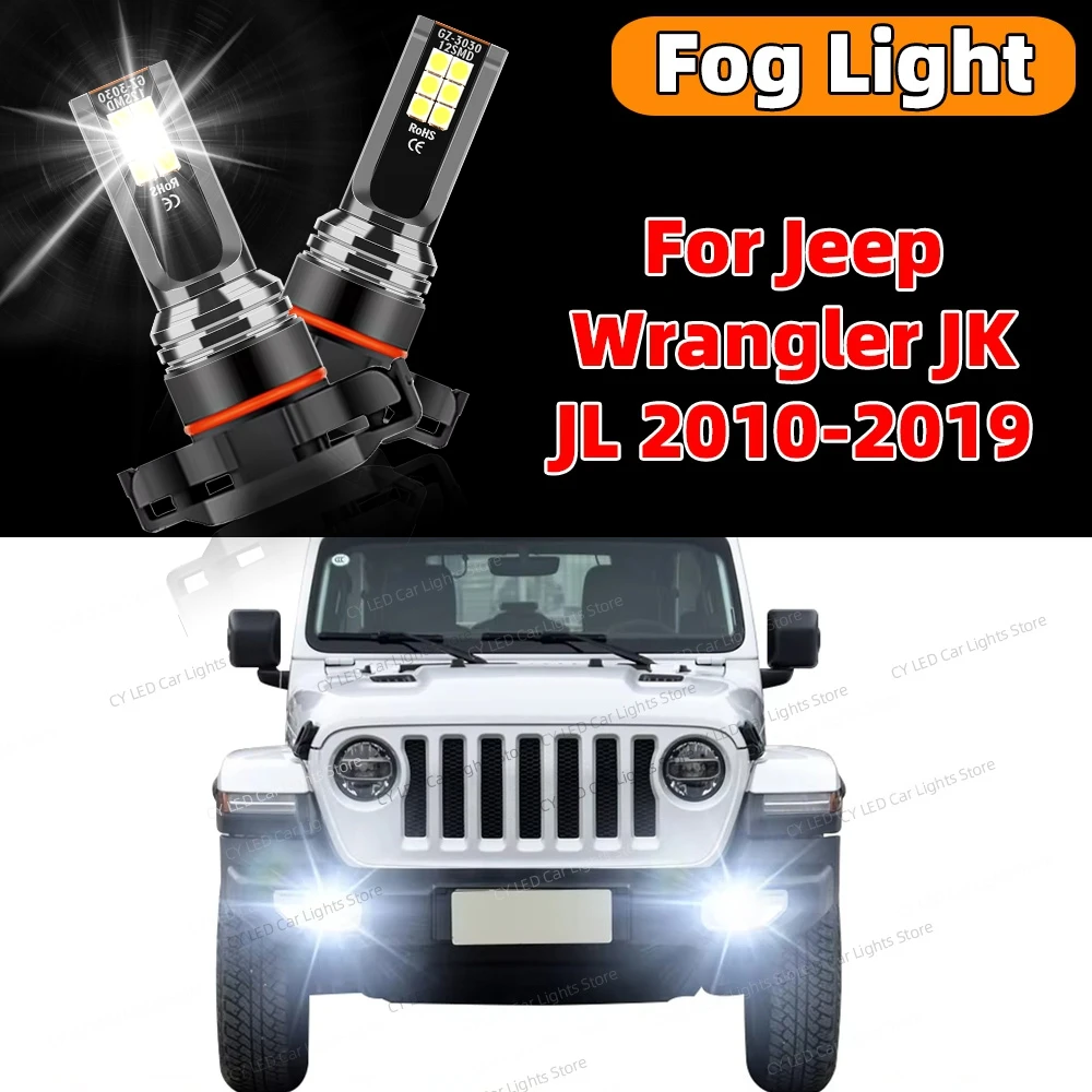 

2Pcs 6000K LED Front Fog Light Lamp For Jeep Wrangler JK JL 2010 - 2019 2018 2017 2016 2015 Canbus Accessories Lamp Car Bulb