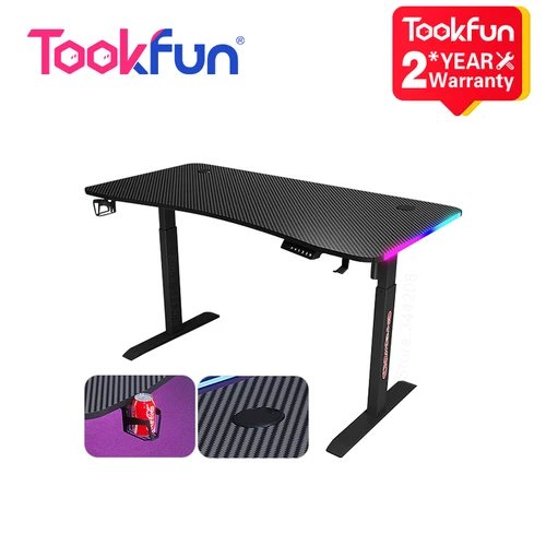 Tookfun 스마트 전기 RGB 게임용 리프트 게임 책상, 컴퓨터 책상 스탠딩 데스크, 100kg 하중 지지, 45cm 높이 조절  Best5