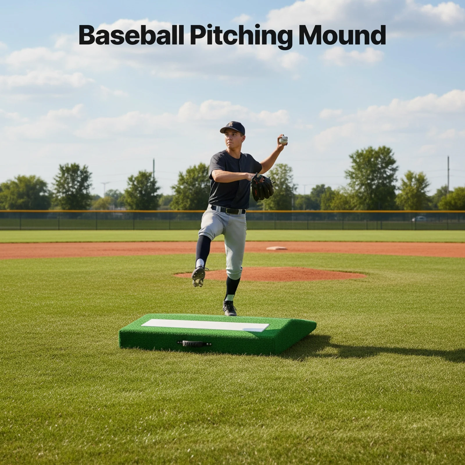 Baseball Pitching Practice Mound Lightweight with Handle for Pitcher Training and Pitch Accuracy Improvement