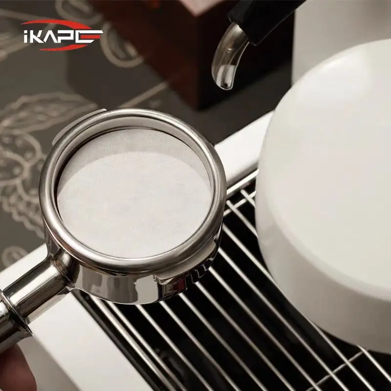 

Деревянная коробка IKAPE Espresso и 200 бумажных фильтров, бумажные фильтры для кофейной шайбы для корзины портафильтров диаметром 51/54/58 мм