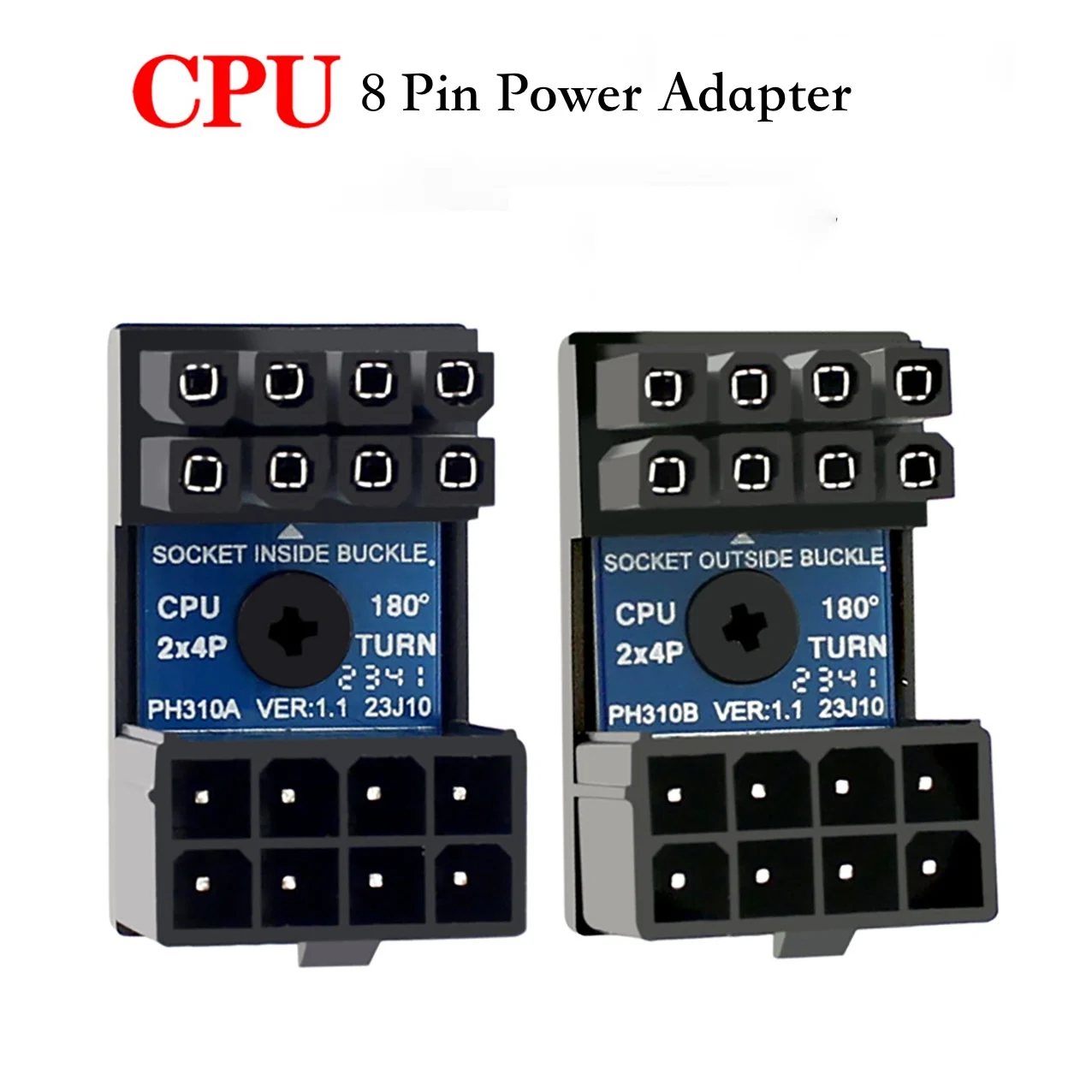 ATX 8pin Female 180 Degree Angled to 8 Pin Male Power Adapter for Desktops Graphics Video Card GPU Power Steering Connector