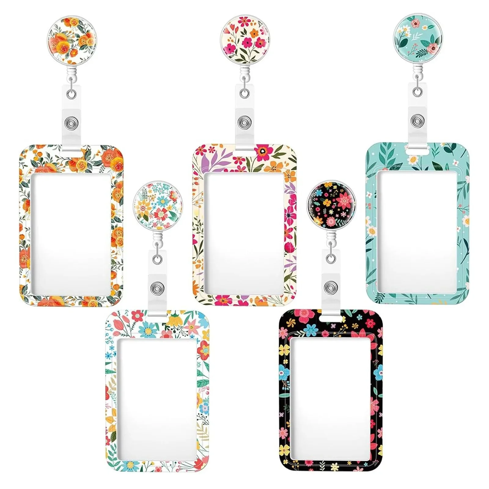 Porte-badge fleur rétractable avec bobine, porte-carte, porte-clés, carte d'identité, clip de manchon, facile à nervurer