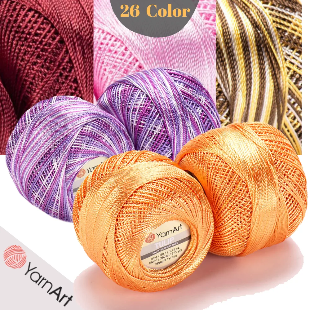 YarnArt Tulip Crochet Yarn - 50 Color Options - 250 Meters (50gr) - Microfiber - T-shirt - Summer Clothes - Curtain - Runner - Table Cloth - Scarf - Shawl - Vest - Soft - Middle - DIY - MADE IN TURKEY