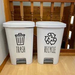 Trash and Recycle Rubbish Trash Can Wheelie Bin Vinyl Sticker Compost Decals Farmhouse Laundry Pantry Kitchen Organization Decal