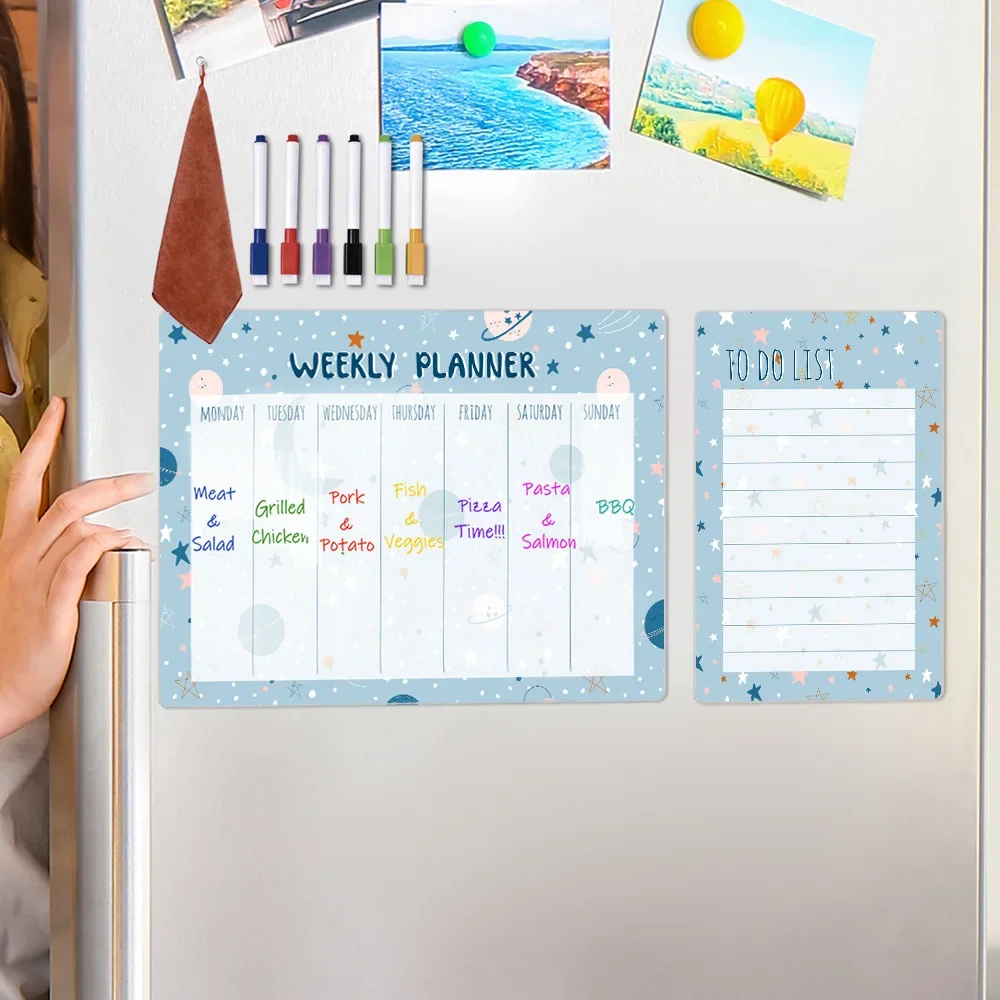 Erasable magnetic refrigerator stickers removable weekly and monthly planner note-taking message board schedule PVC whiteboard s