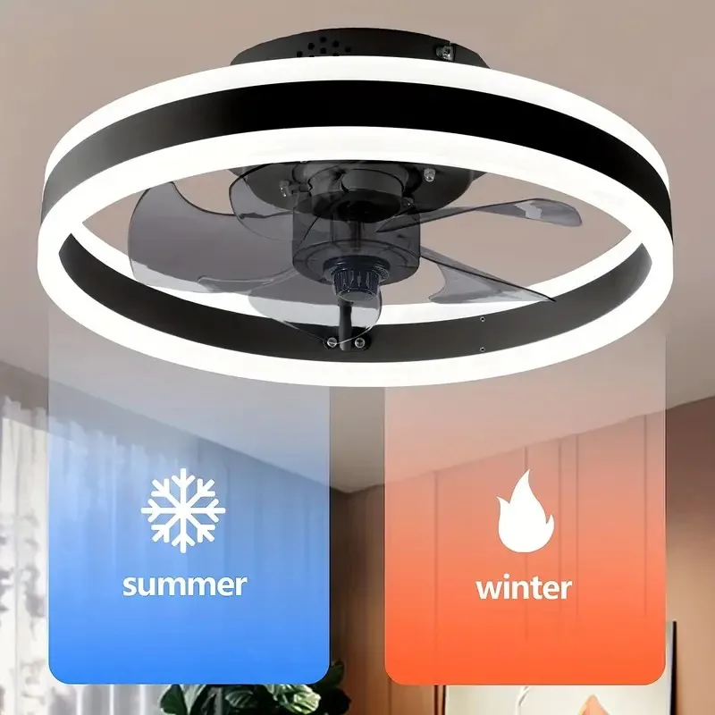 Led Ceiling Fan Without Lights DC Motor 6 Speeds Timing Fans 50CM Low Floor Loft Remote Control Lux&vitae Fan With Lights