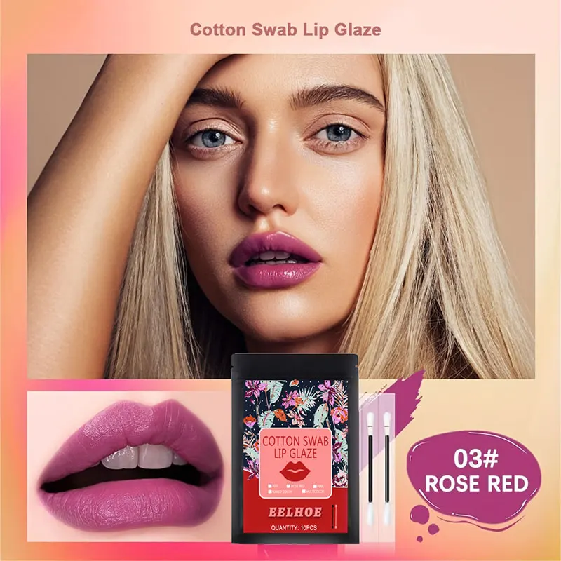 Cotton Swab Lip Glaze Lipstick Moisturizing Non-stick Cup Portable Disposable Lipstick Liquid