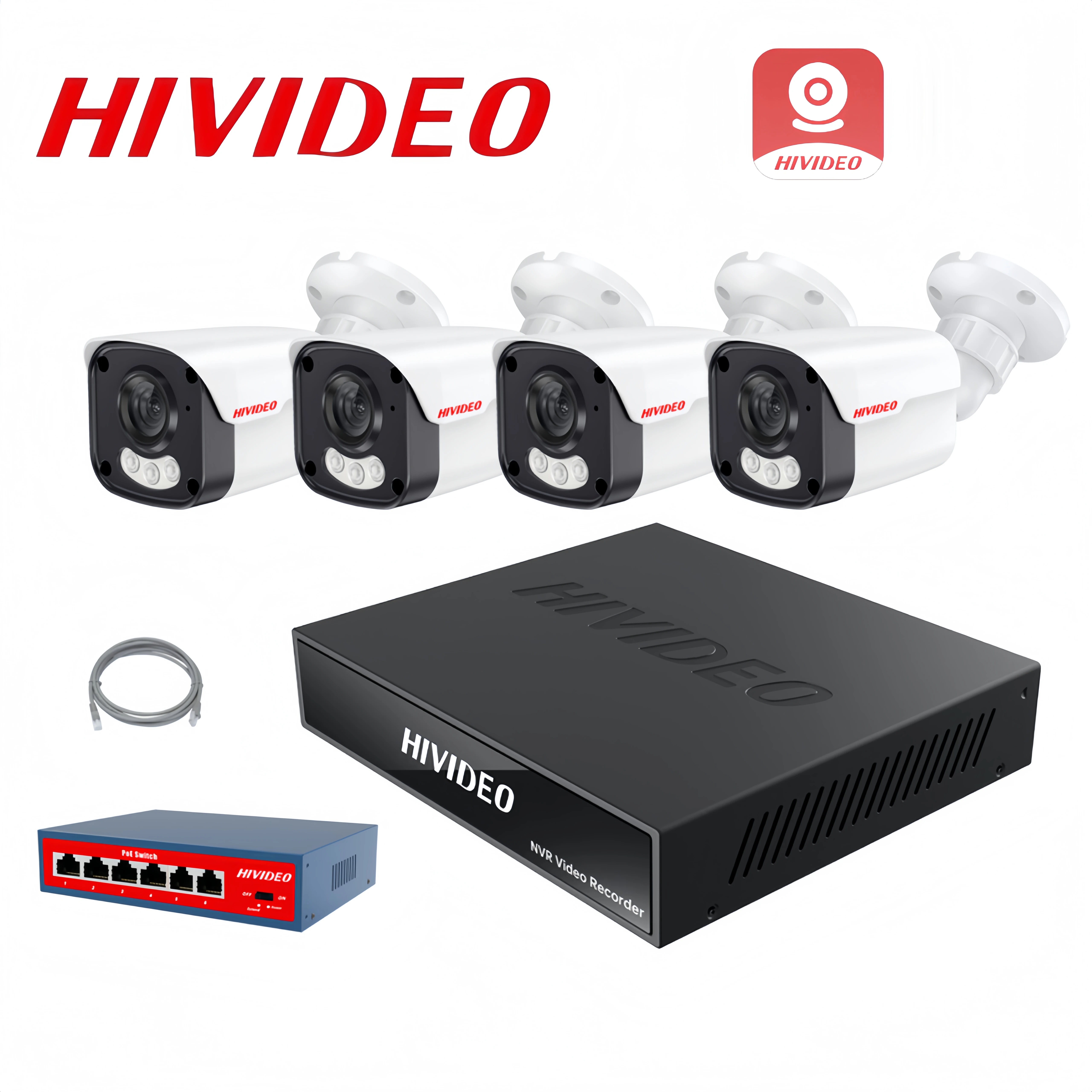 

HIVIDEO Factory Wholesale Audio POE IP Camera Surveillance Camera Security Camera Switch NVR IP Camera Kit