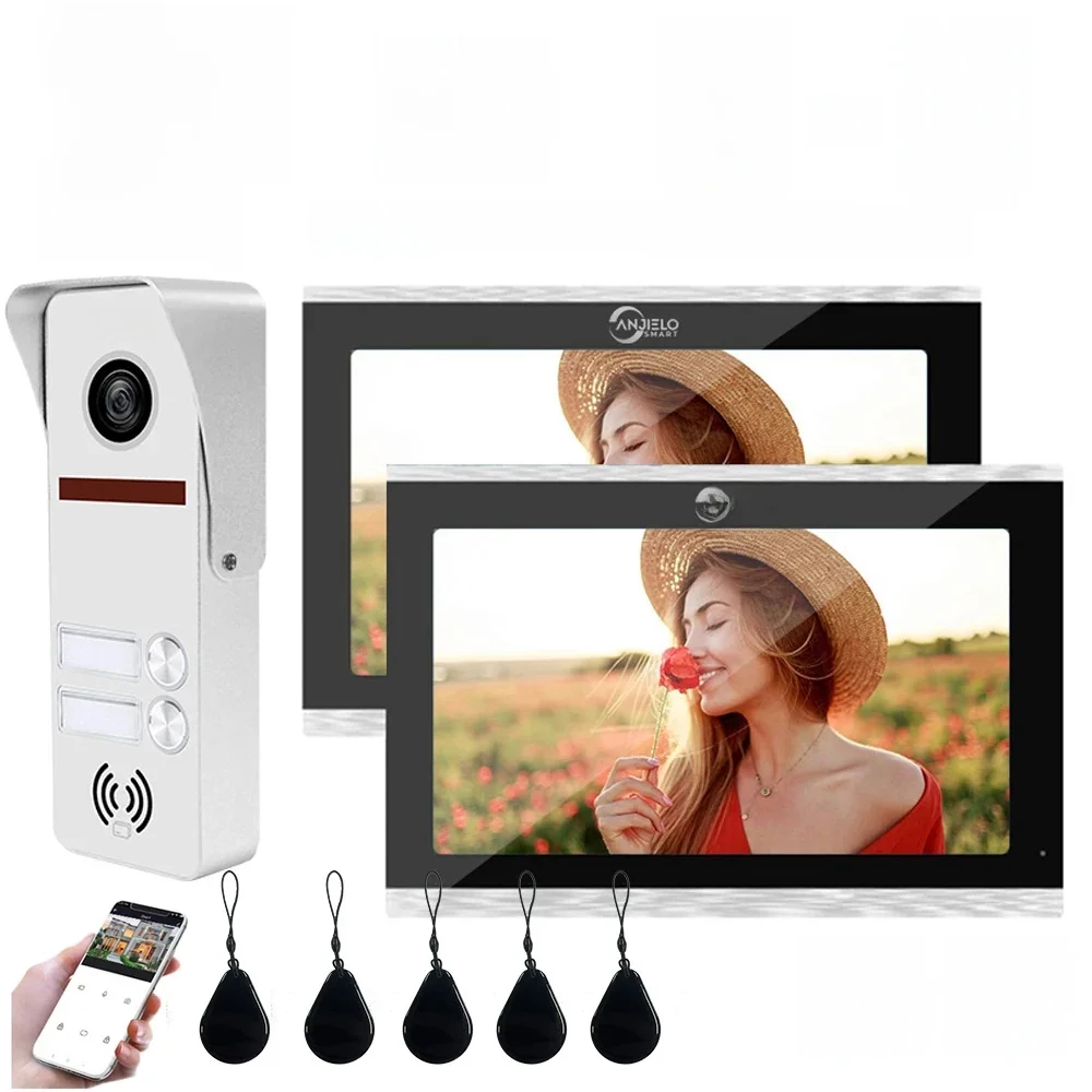 Système d'interphone vidéo Tuya Smart Home, caméra de sonnette filaire, moniteur tactile complet, 2 sonnettes, 7/10 P, 1080 °, Wi-Fi, 160 pouces