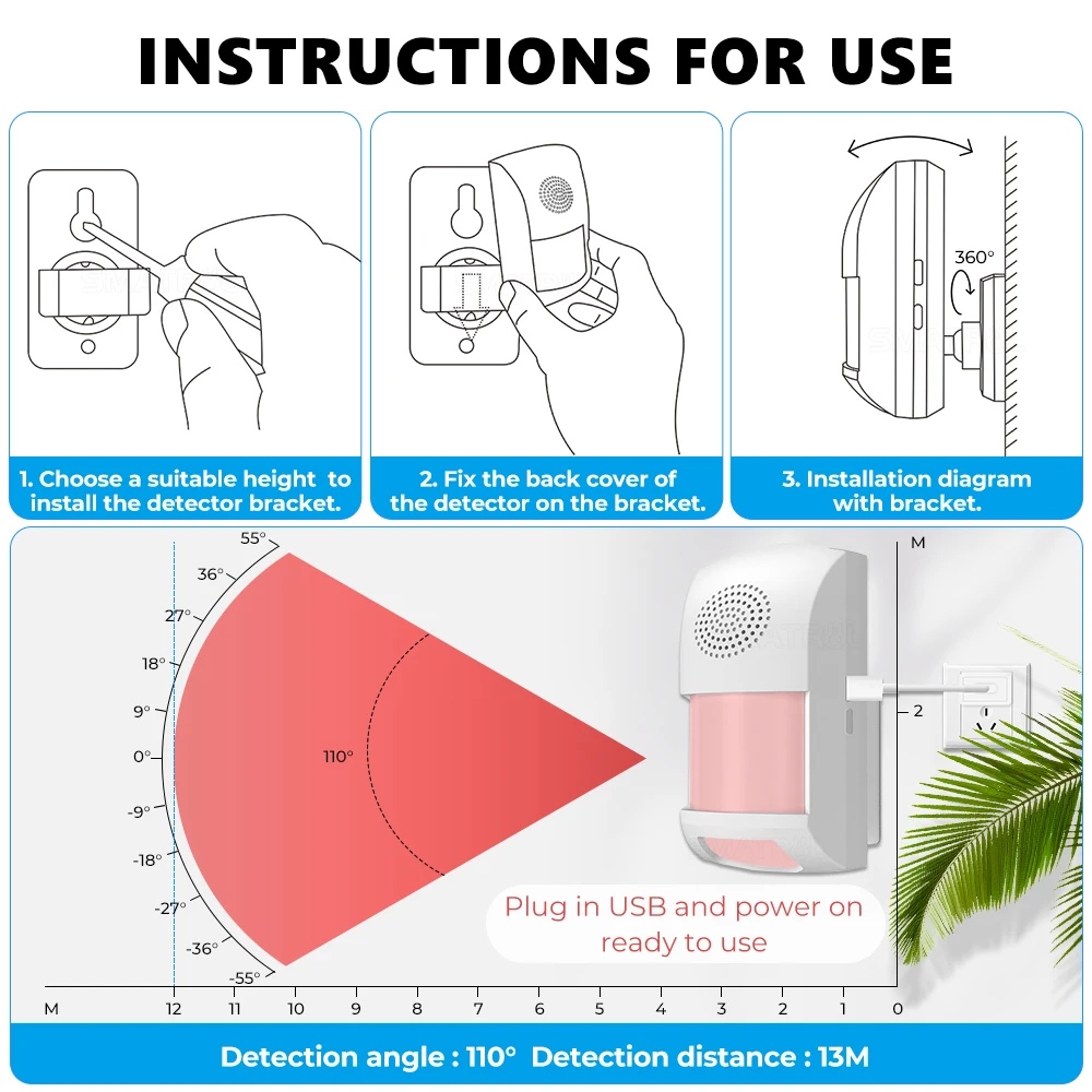Tuya Smart WiFi PIR Motion Sensor Infrared induction Usb Home Burglar System Detector Alarm Pet Immune APP Remote Control Timing