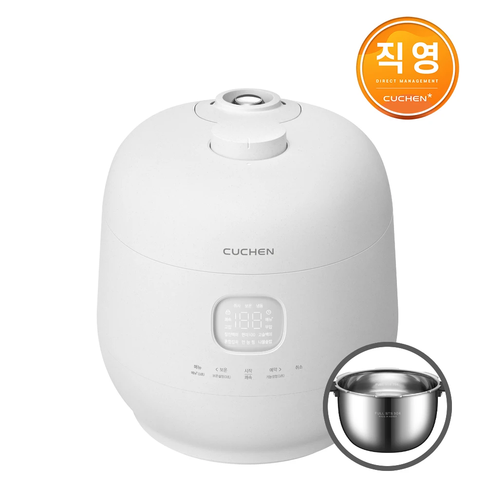 Coupang Brain Purewhite Fullsten ضغط مزدوج 10 أشخاص Ih جهاز طهي الأرز بالضغط الكهربائي Crh-Tws1010Mw