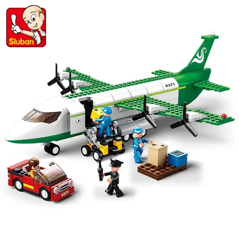 Sluban Creative City Airbus Cargo Aircraft Plane Building Blocks Air Ambulance Airplane Model Bricks Educational Toys Kids Gifts