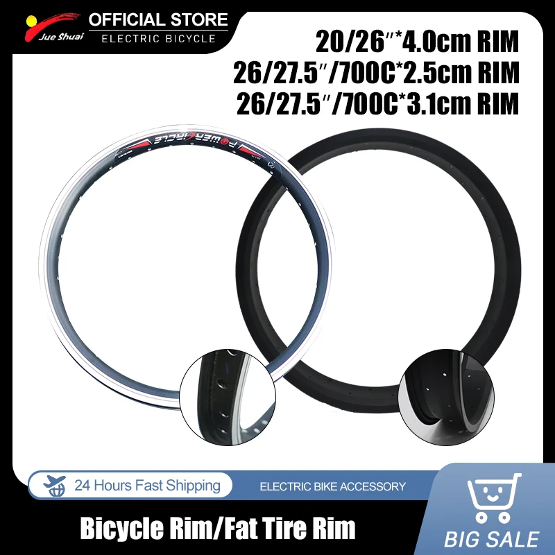 

Bicycle Wheel Rim 2.5/3.1/8cm Width Single/Double Layers Aluminum Alloy Bike Rims 36 holes Fat Tire Rim Bike Accessories