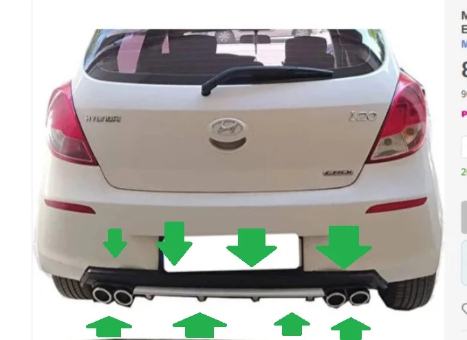 For Hyundai I20 Diffuser 2014 2015 2016 2017 2018 Rear Bumper Extension Attachment Car Styling Auto Accessory Exhaust Universal