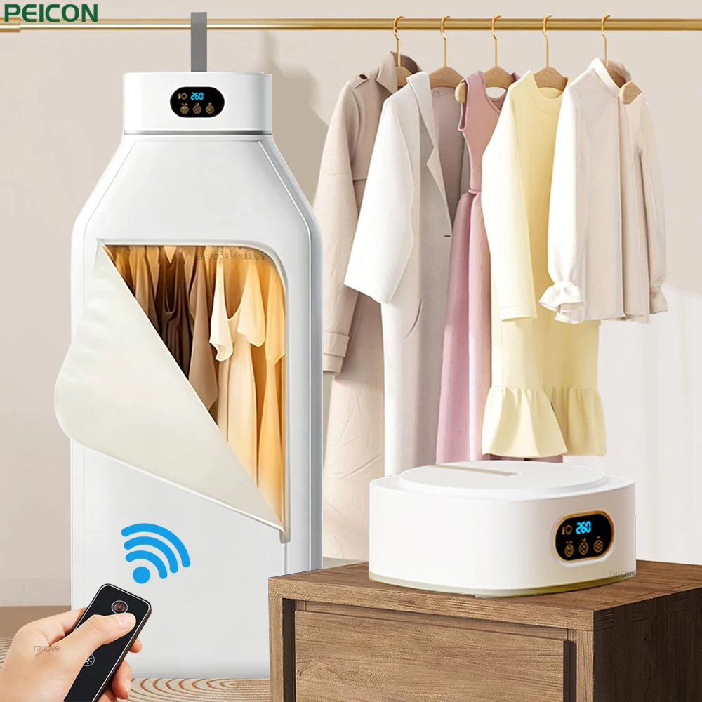 Asciugatrice portatile per indumenti con sterilizzazione UV, asciugatrice elettrica pieghevole, asciugatrice portatile per bucato con telecomando.