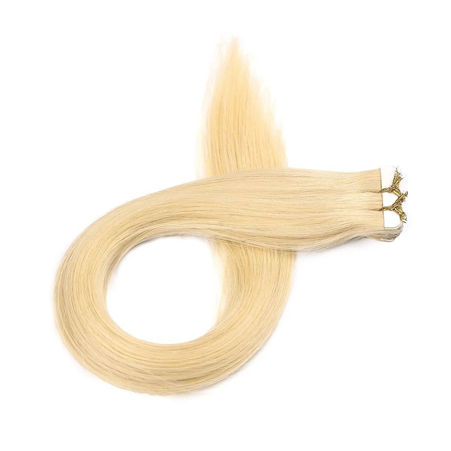 Tape in Human Hair Extensions 100% Remy Real Human Hair 14-24Inch 20pcs 50g/pack Straight Seamless Skin Weft For Blonde Women