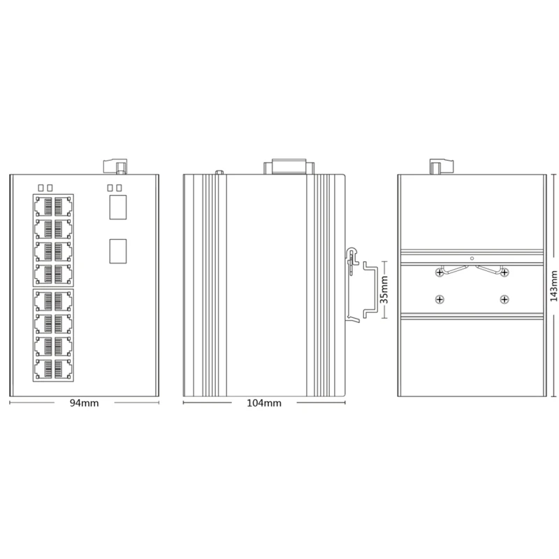 Conmutador de red Industrial no gestionado, 4 puertos, Gigabit, fibra SFP, 24 puertos, Gigabit RJ45, IP40, carril DIN