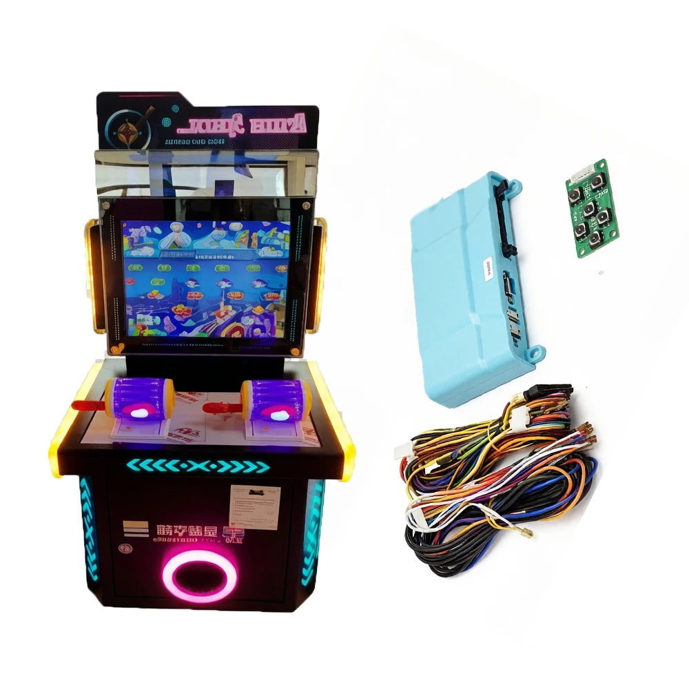 Coin-Operated Arcade Kit RF 2-Player Fishing Arcade Game DIY Kit Includes Mainboard Wiring Harness and Settings Board