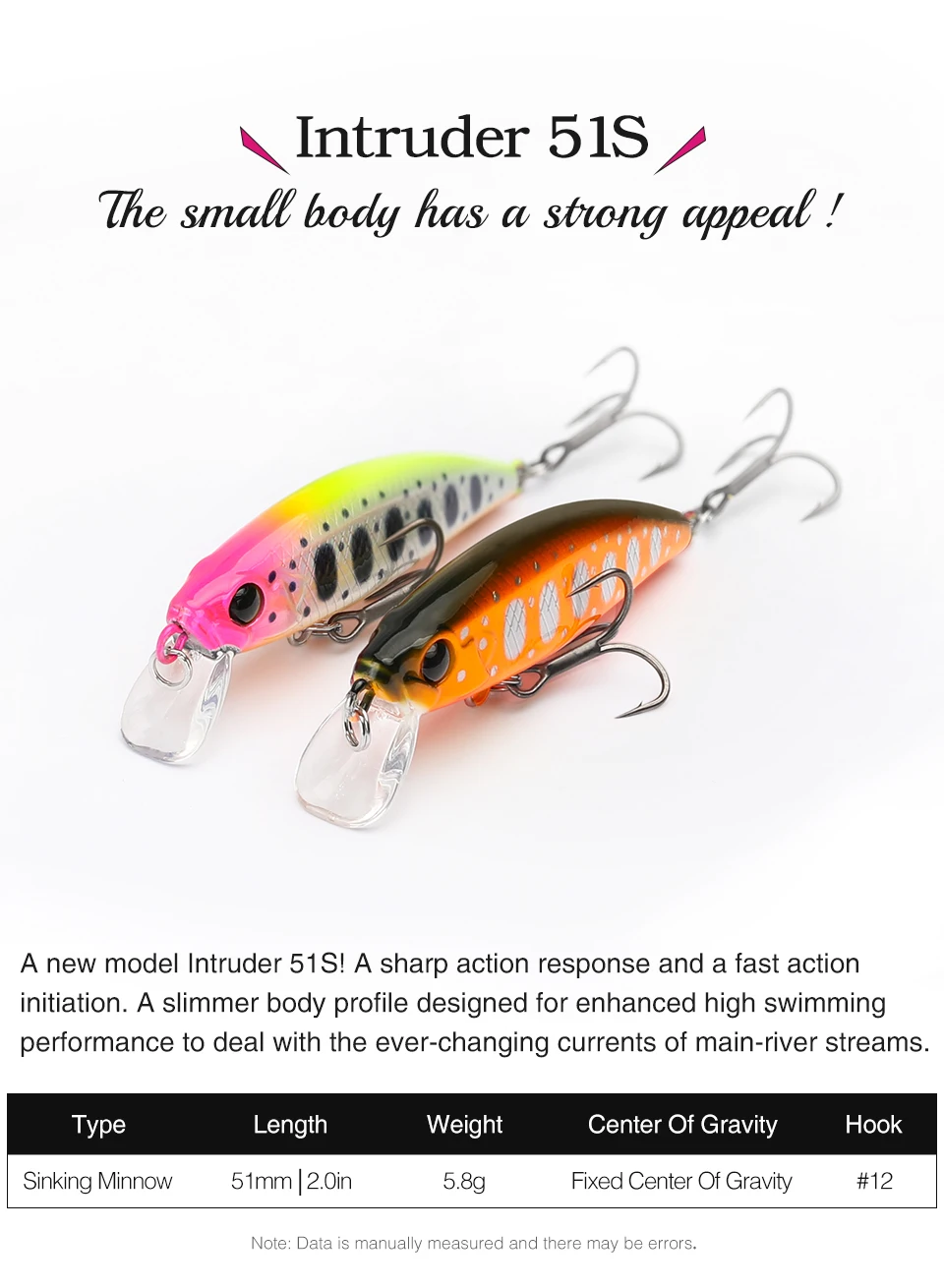 TSURINOYA Intruder 51S Sinking Minnow Stream Fishing Lure 51mm 5,8g Künstlicher Hartköder für Forellen, Ajing, Jerkbait, Flussköder – Detail 22