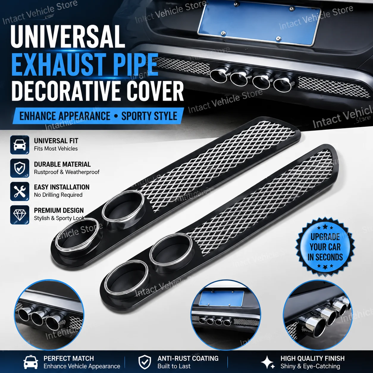 1Pair Universal Vent Grid Exhaust Muffler Pipe Car Auto Styling Fake Decorative Car Decorative Tuyere Fake Exhaust Hole