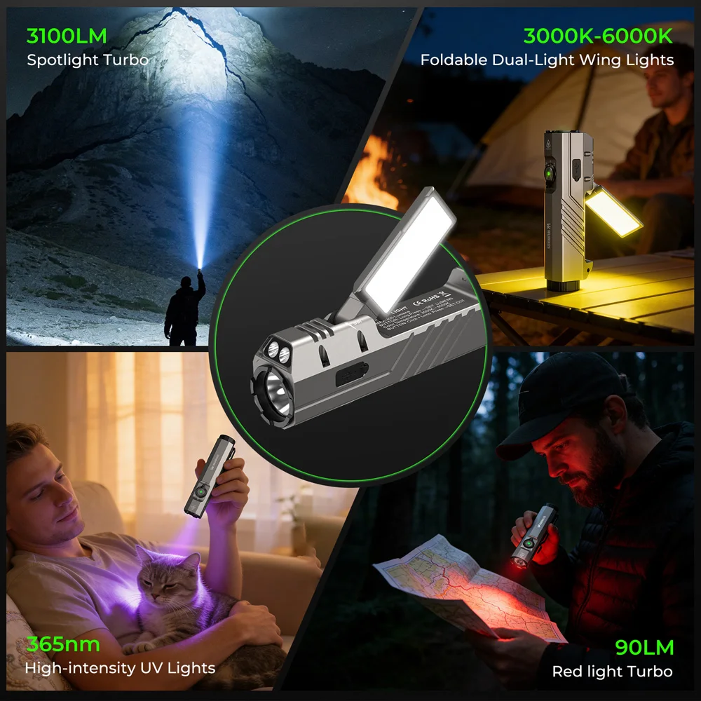 HD05 3100LM Rechargeable LED Flashlight for Hiking and Hunting