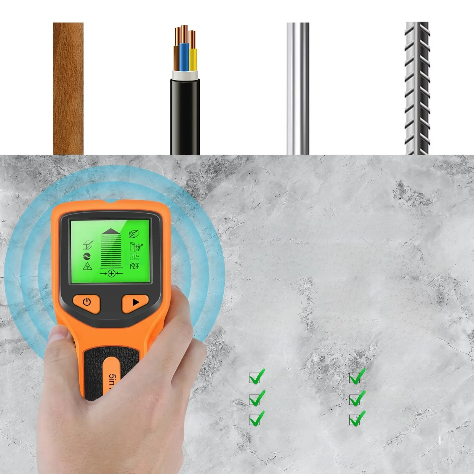 Détecteur de vis 5 en 1, Scanner mural Portable, localisateur de vis électronique avec écran d'affichage LCD