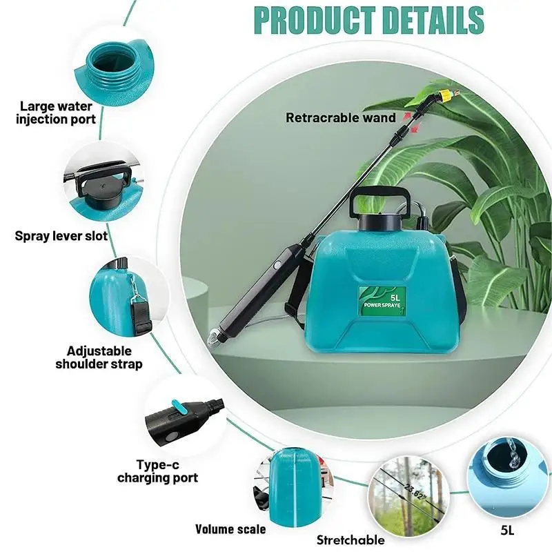 5L Electric Sprayer Garden Automatic Atomization USB Rechargeable Plant Sprayer Bottle Sprinkler Watering Can Garden Irrigation