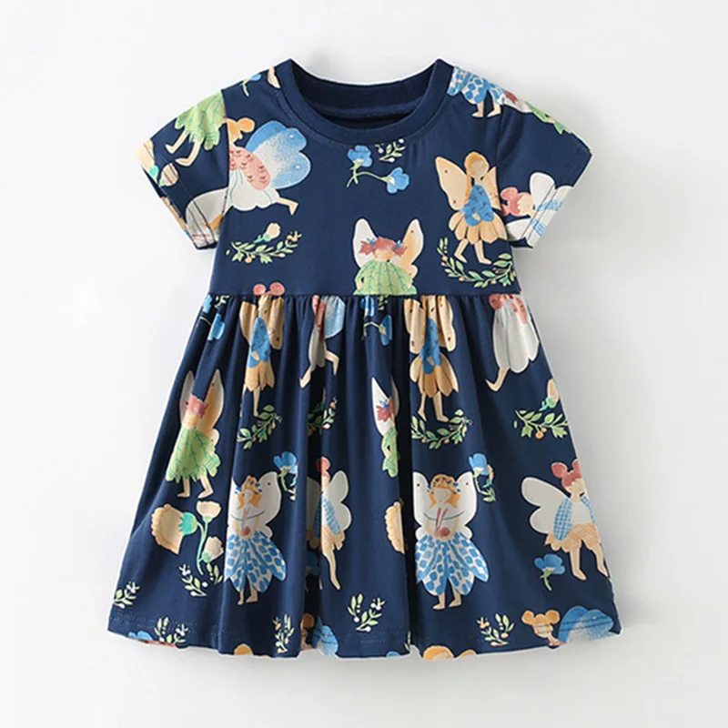 Brand Quality 100% Cotton Baby Girl Clothes Cartoon 2024 Summer Casual Children Clothing Kids A-LINE One-piece Dresses for Girls