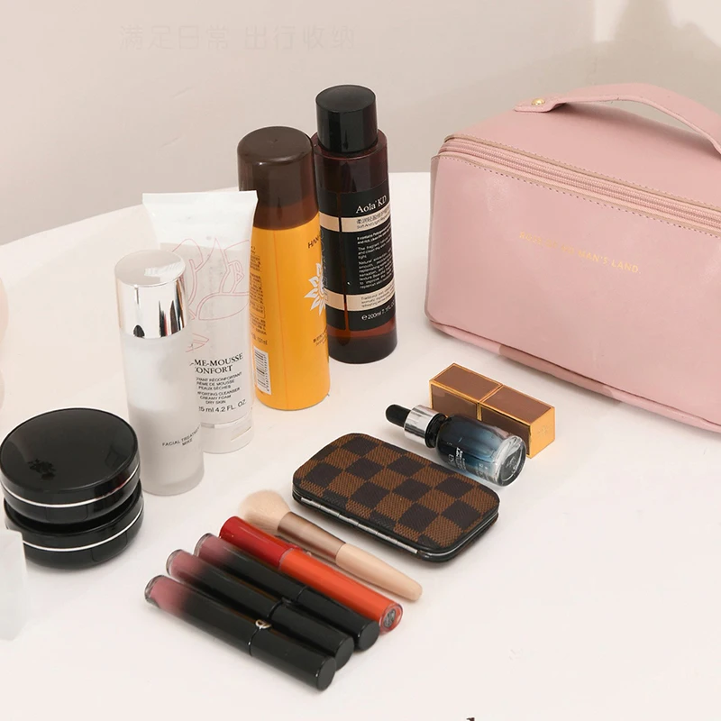 Borsa cosmetica da viaggio grande per donna organizzatore di trucco in pelle borse da toilette femminili organizzatore di articoli da toeletta