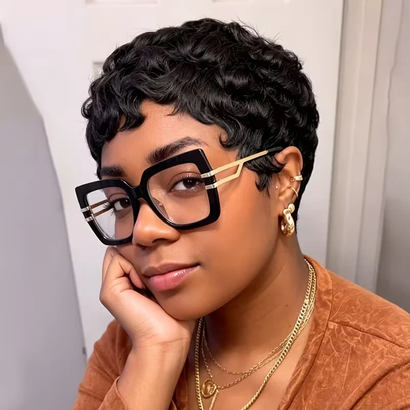 Pixie Cut Wig for Women  Human Hair Short Wave Style with 99j Color Full Machine-Made