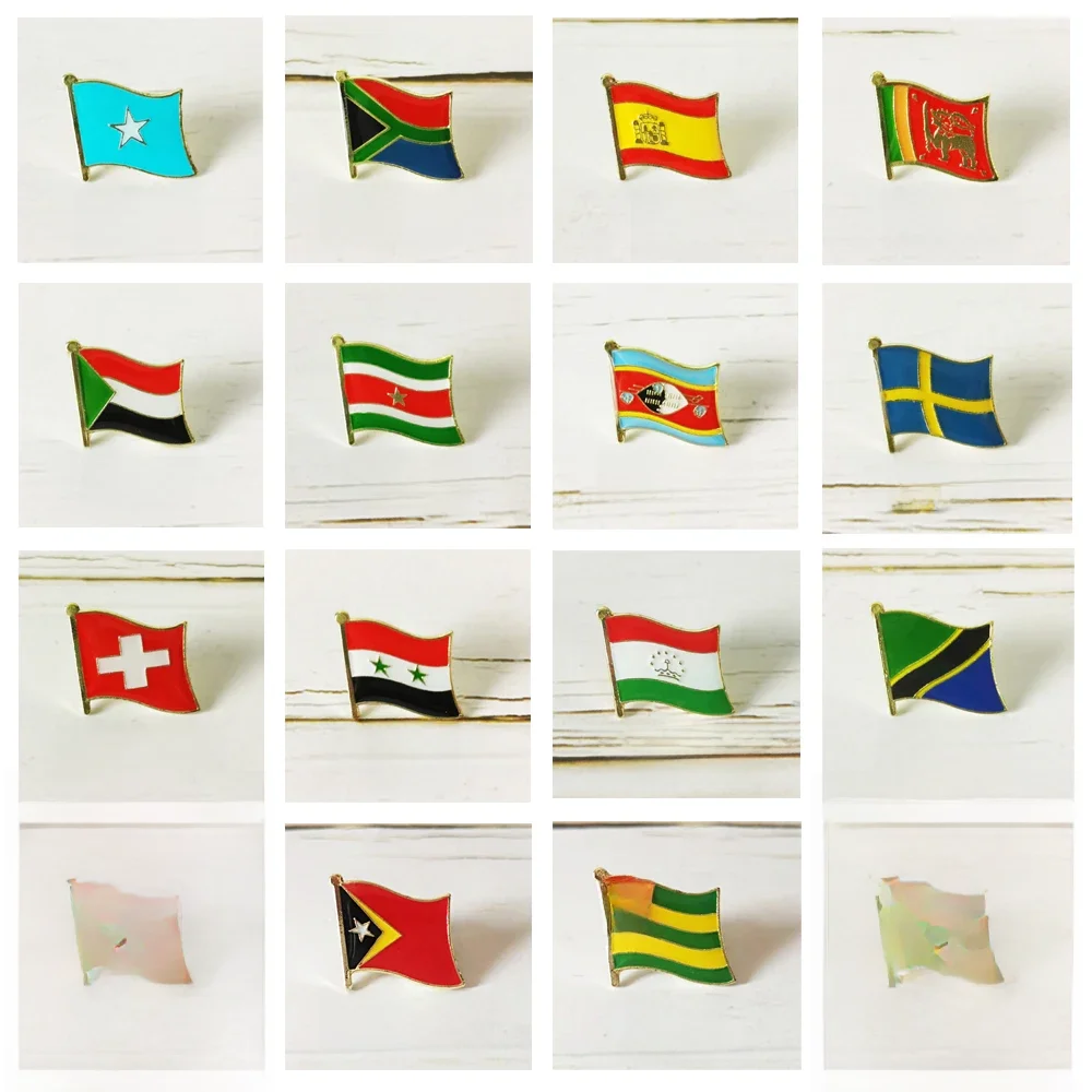 Flaga narodowa Metalowa przypinka do klapy Odznaka kraju Cały świat Somalia Republika Południowej Afryki Hiszpania Sudan Szwecja Syria Tanzania Tajlandia Togo — zdjęcie 2