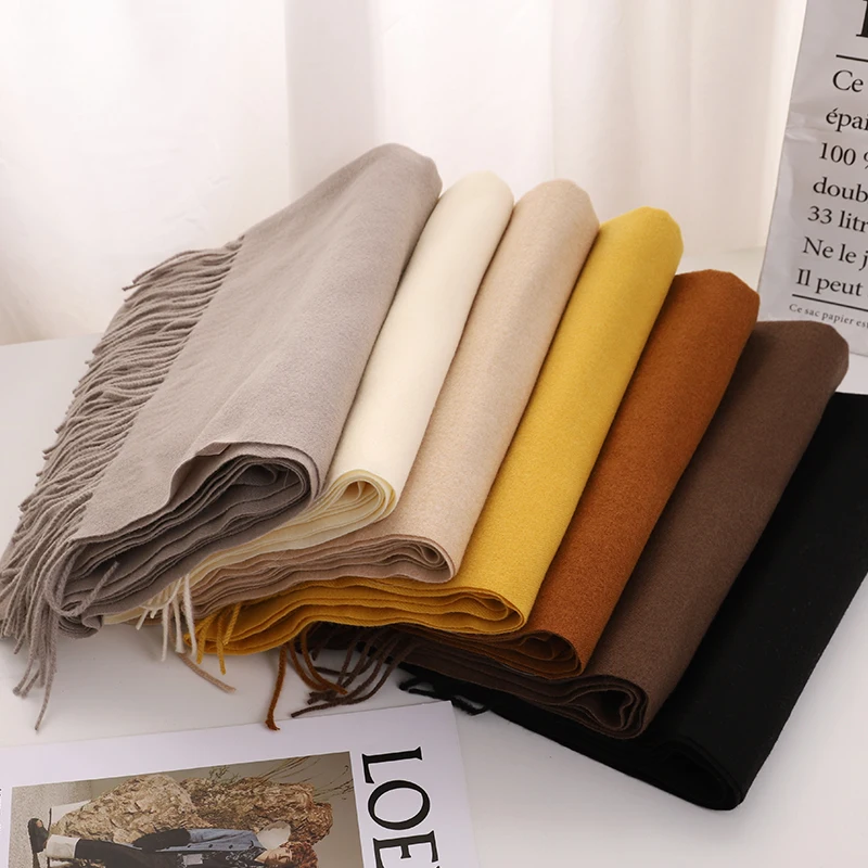 

2022 Winter Scarf For Women Long Warm Cashmere Scarves Hijab Solid Lady Shawl Wrap Female Pashmina Bandana Head Scarfs Echarpe