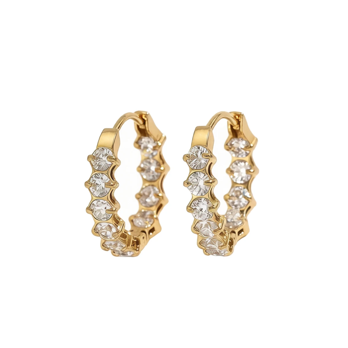 1 Pair Titanium Steel Oval Zircon Huggie Hoop Earrings Hypoallergenic Daily Wedding Party Elegant Ear Buckles Jewelry For Women