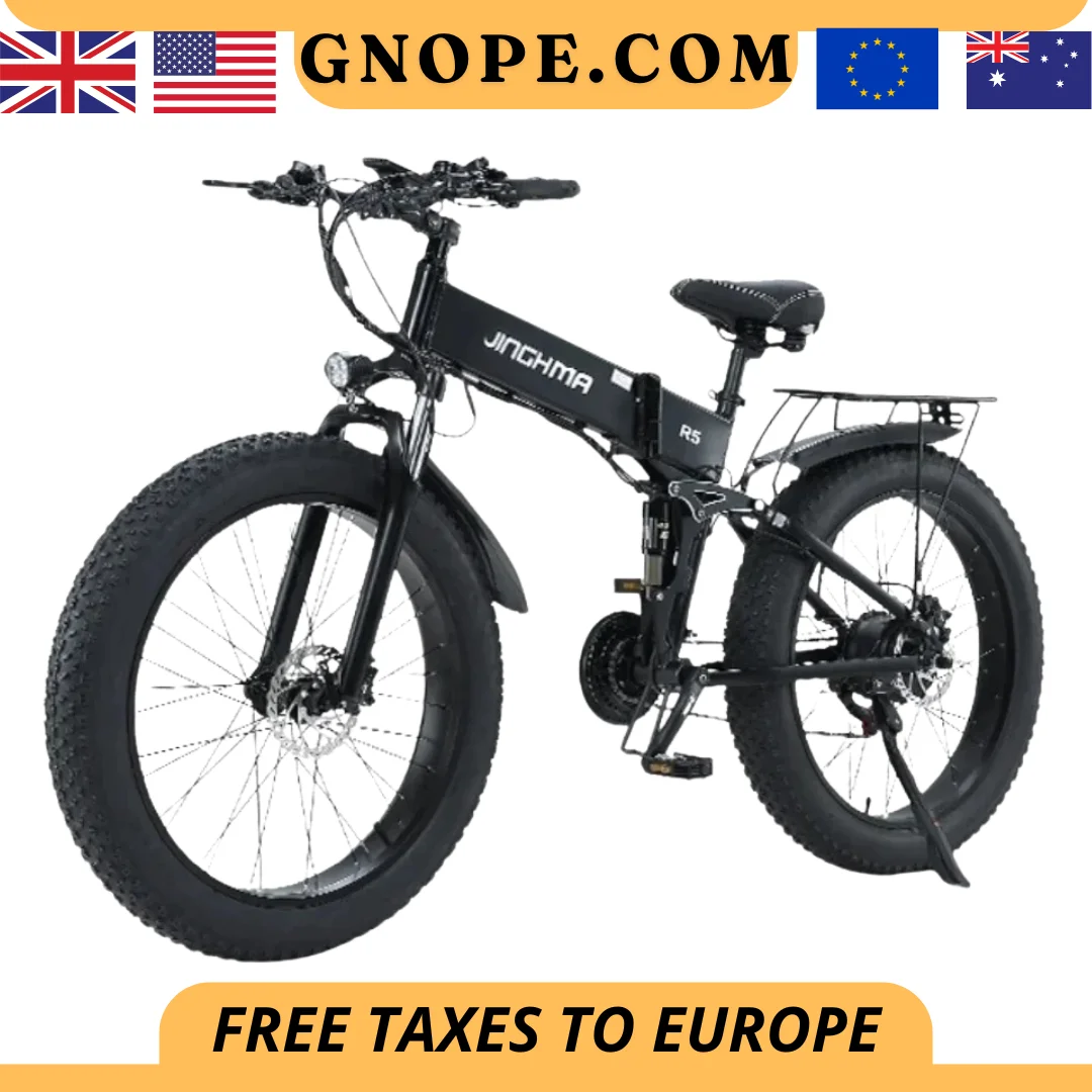 JINGHMA NEW R5 1000W Electric Bicycle 26 Inch Men's Bike 4.0 Fat Tires Ebike 48V 14AH Lithium Battery 45KM/H Mountain Motorcycl