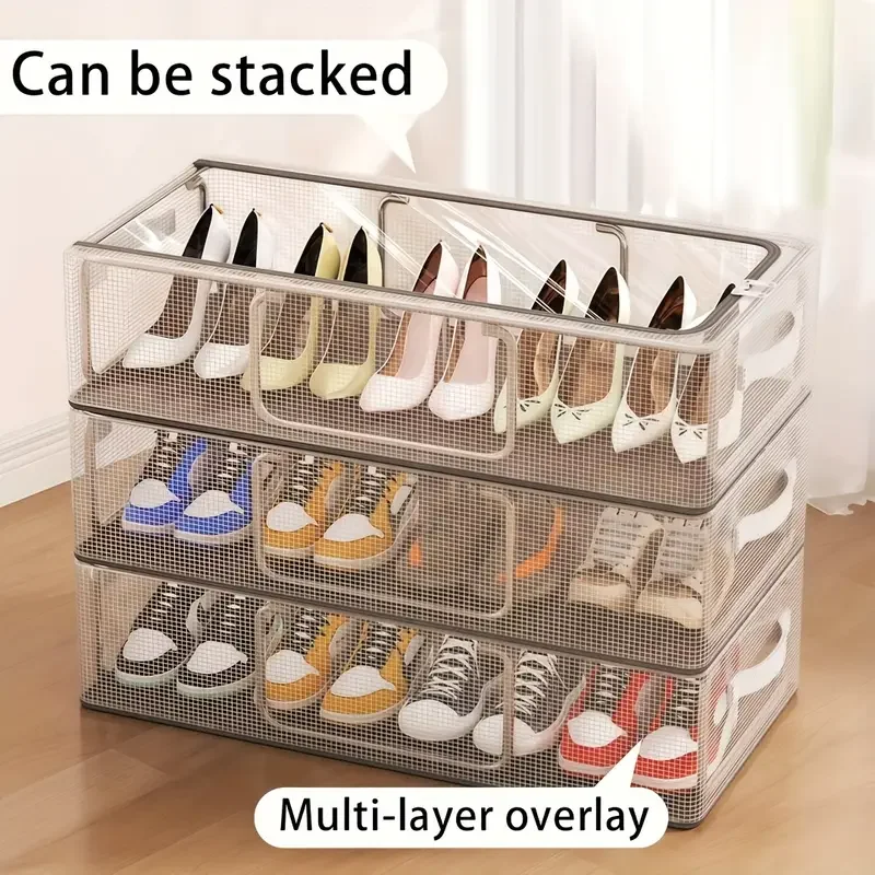 

Thick type foldable shoe storage box. Equipped with a steel frame for support, it is a waterproof multi-functional storage item