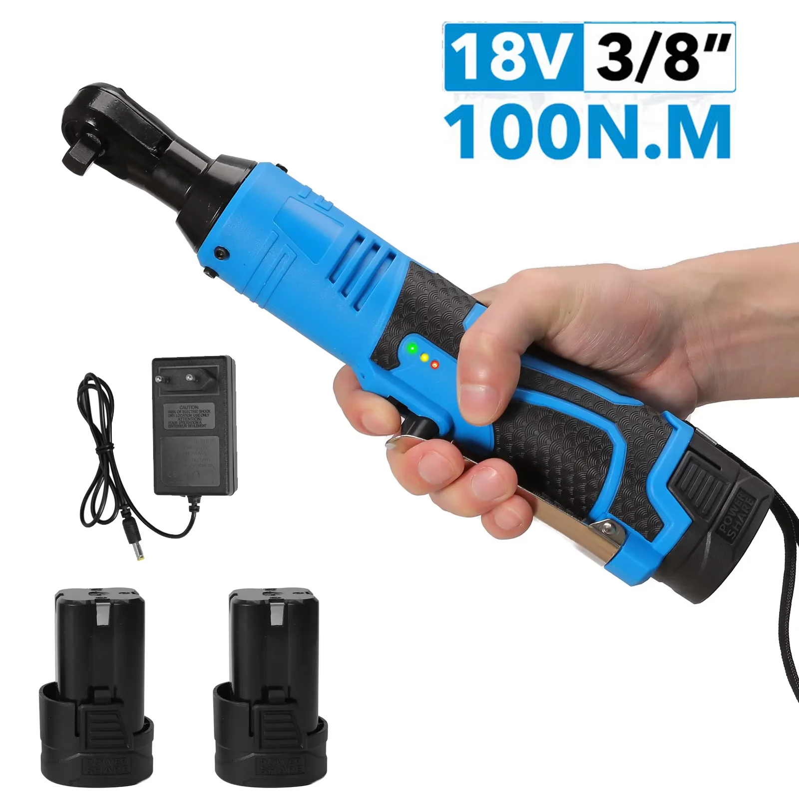 18V Cordless Elettrico Wench 100Nm Ad Angolo Retto Chiavi A Cricchetto Impatto Ricaricabile 3/8