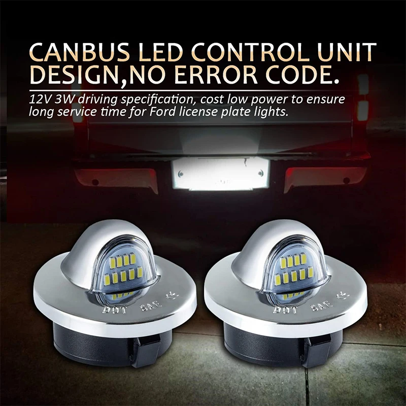 2 قطعة لوحة ترخيص مُضاء أضواء العلامة مجموعة مصابيح لفورد F150 F250 F350 سوبر ديوتي رينجر اكسبلورر برونكو رحلة الأبيض 6000 كيلو #4