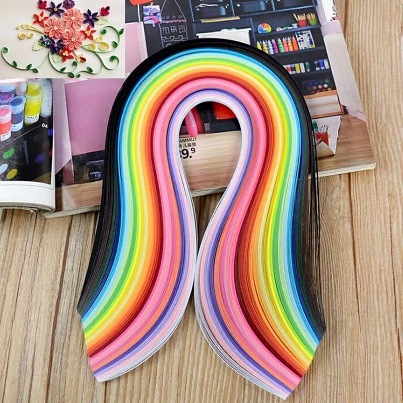 600Pcs Rainbow Paper Quilling Strips for Handmade Paper Flower DIY Craft Art Decoration Quilling Supplies Colorful Paper Strips