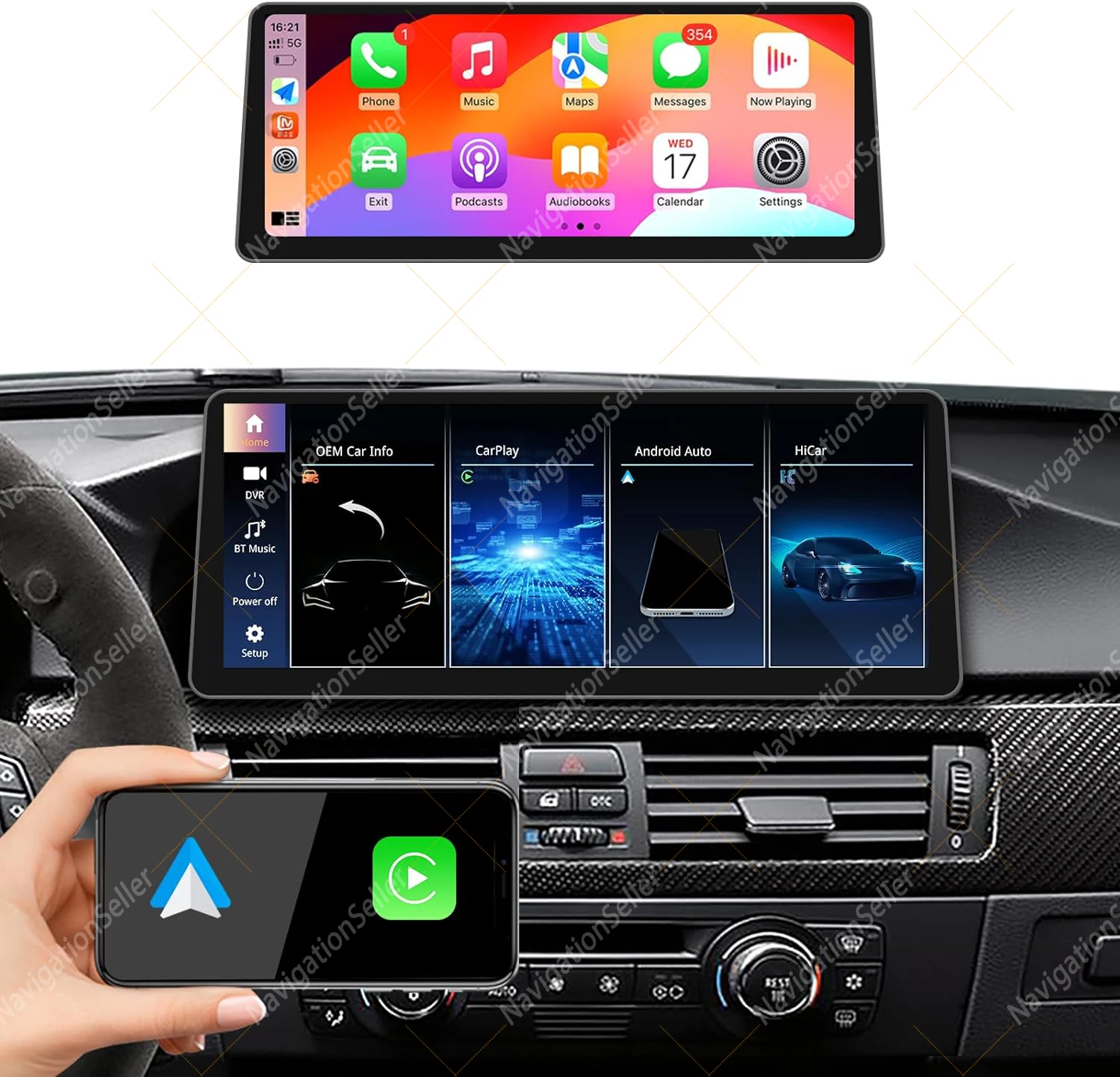 

12.3" 1920*720 Wireless CarPlay Android Auto Car Multimedia Display for BMW 5 Series E60 E61 CCC Touch Screen Display Linux Airp